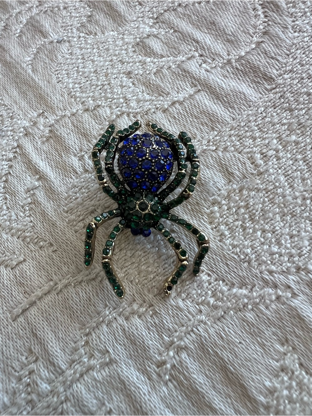 Green and Blue Spider Brooch